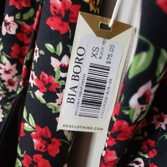 Dex NWT Xsmall Small Medium Long Sleeve Floral Print Faux Wrap Maxi Dress - Picture 3 of 16